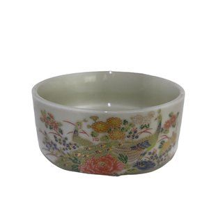 VTG Satsuma Porcelain Sanford Peacock Floral Bowl Trinket 4.5x2 Made In Japan